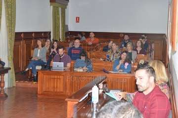  La profesora Celia Jiménez pone voz en el Pleno al manifiesto institucional contra la violencia machista (Foto TA)